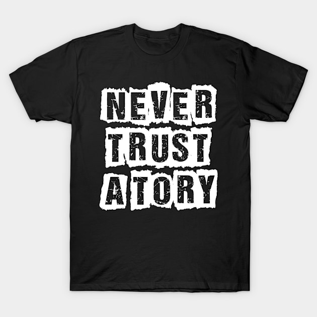 Never Trust A Tory T-Shirt by Dusty Dragon